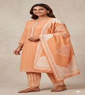 Digital printed cotton suit with dupatta
