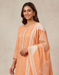 Peach color cotton punjabi suit